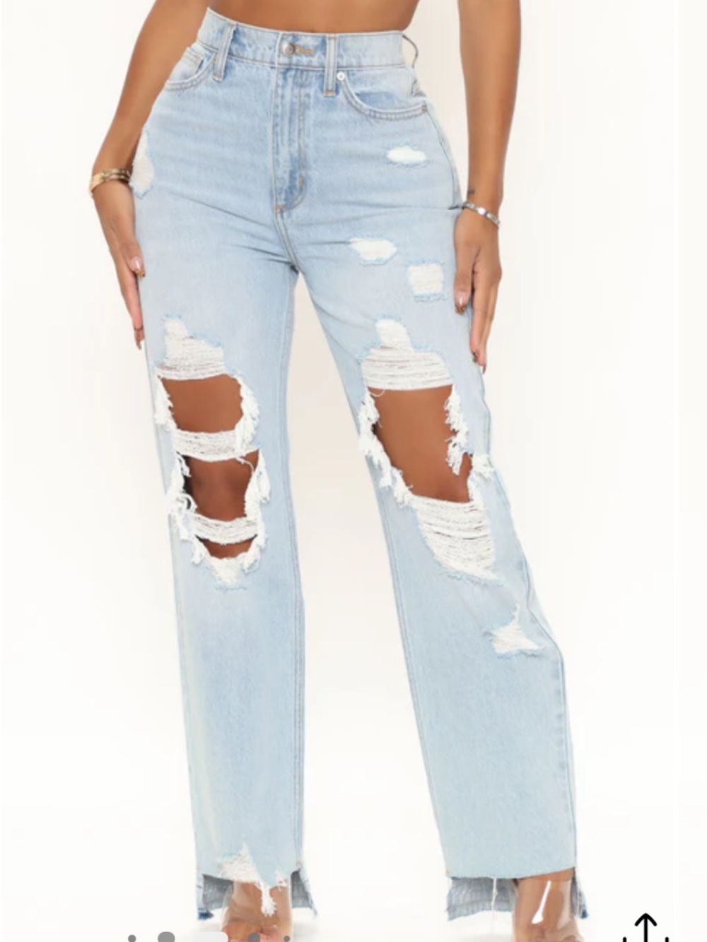 Amsterdam Ripped Straight Leg Jeans - Light Blue Wash